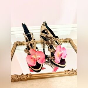 Giuseppe ZANOTTI heels sandals shoes heels pumps 36 6 Y2K orchid flower python